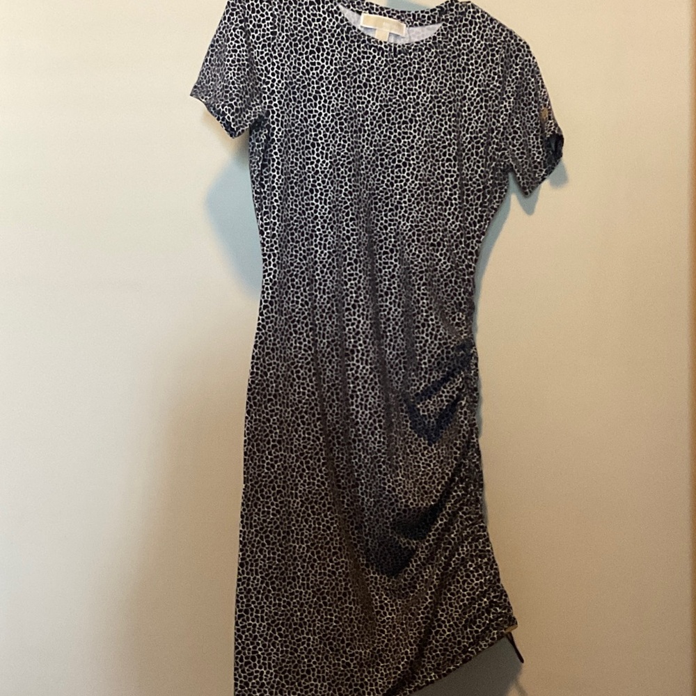 Michael Kors Navy and White Patterned Dress